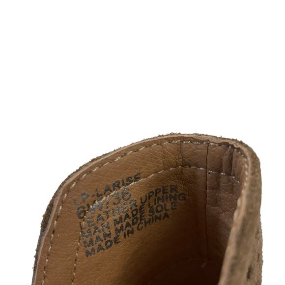 Lucky Brand Peep Toe Perforated Block Heel Light Brown Leather Womens 6 - Picture 4 of 8